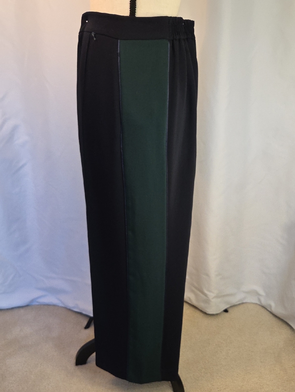 Ted Baker Navy Wide Leg Pants with Wide Dark Green Panel On Outer Leg